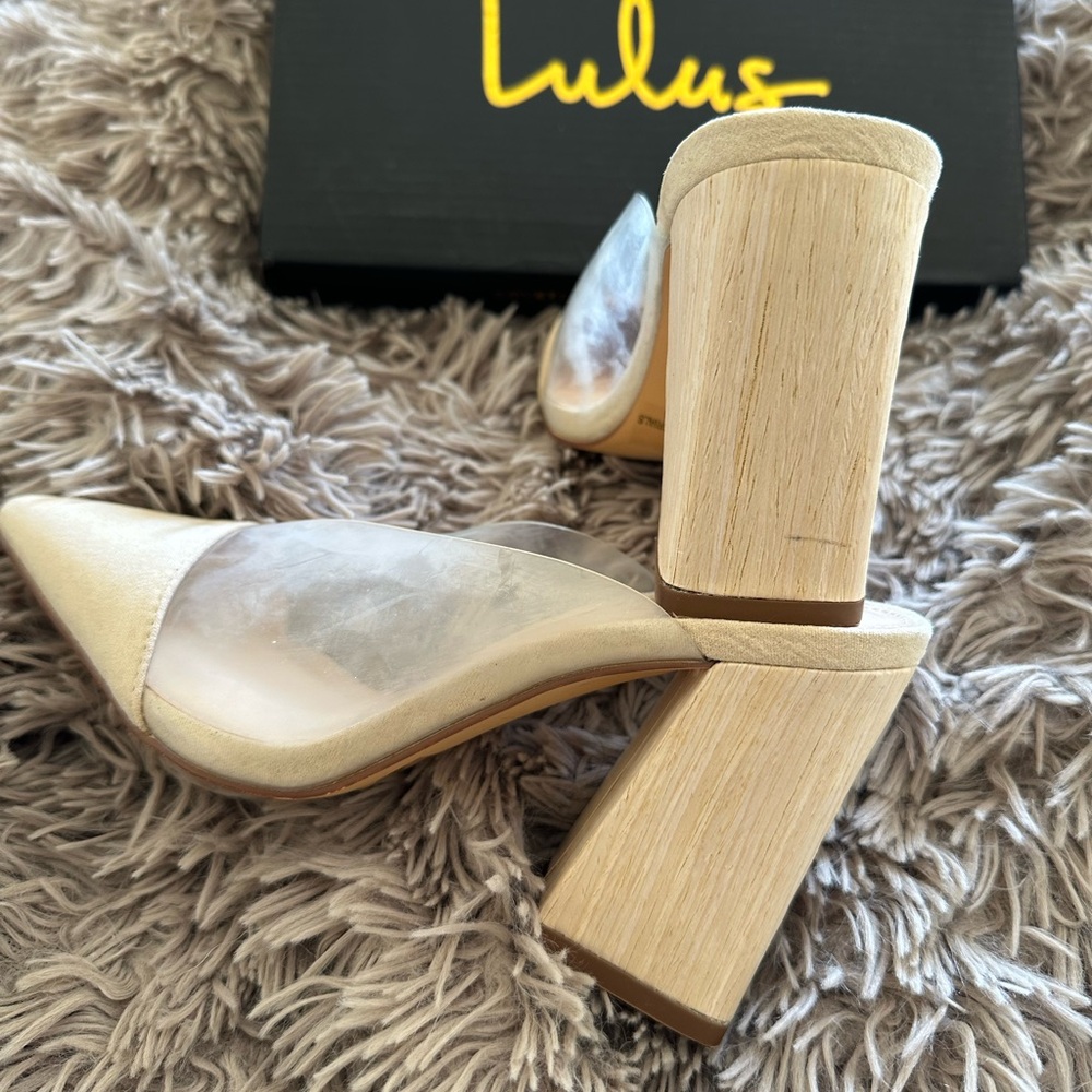 Lulu’s Shilo Light Natural Suede Pointed-Toe Pumps Sz: 5.5 - Picture 4 of 5